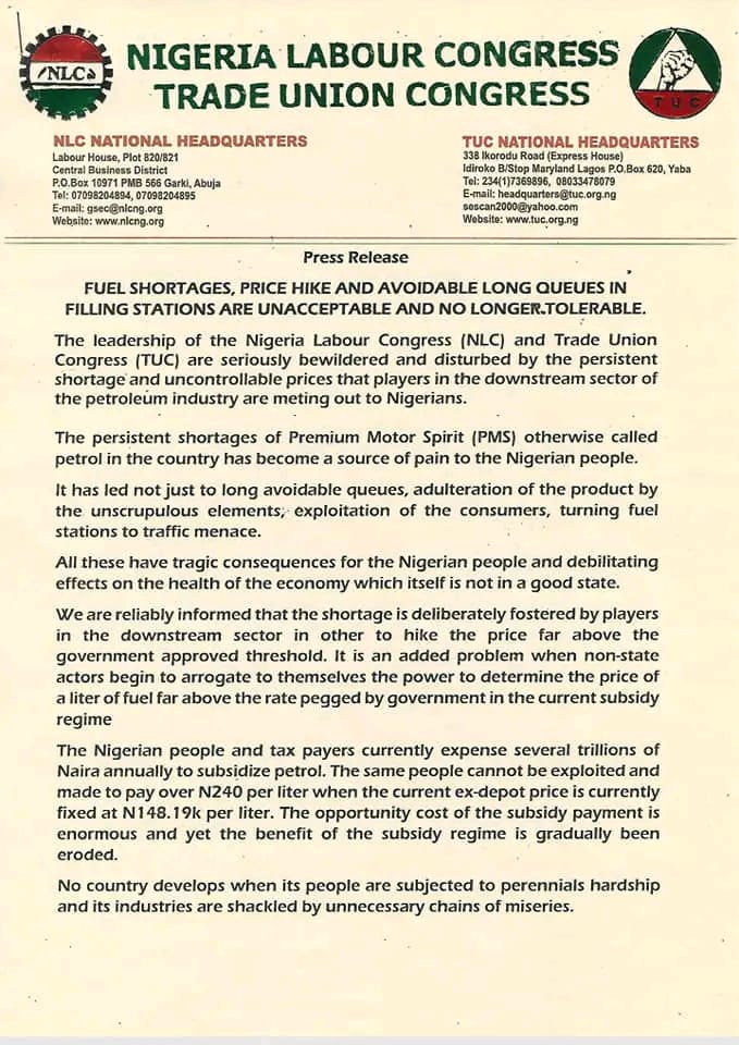 Fuel scarcity, price hikes, unacceptable, no longer tolerable - Labour tells FG 1 IMG 20221203 WA0026