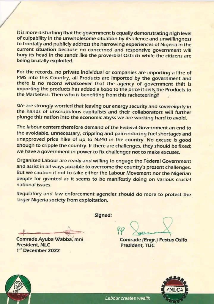 Fuel scarcity, price hikes, unacceptable, no longer tolerable - Labour tells FG 2 IMG 20221203 WA0027